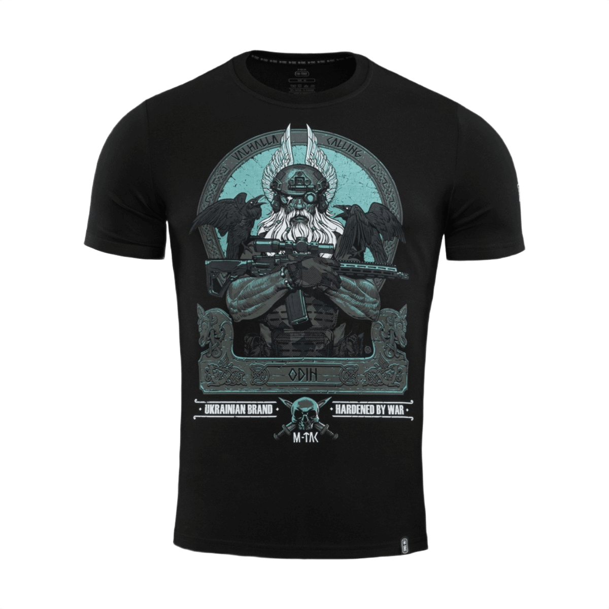M-Tac T-Shirt Odin Mystery med Odin og ravne-motiv, tekst "Valhalla Calling" for nordisk mytologi inspireret design.