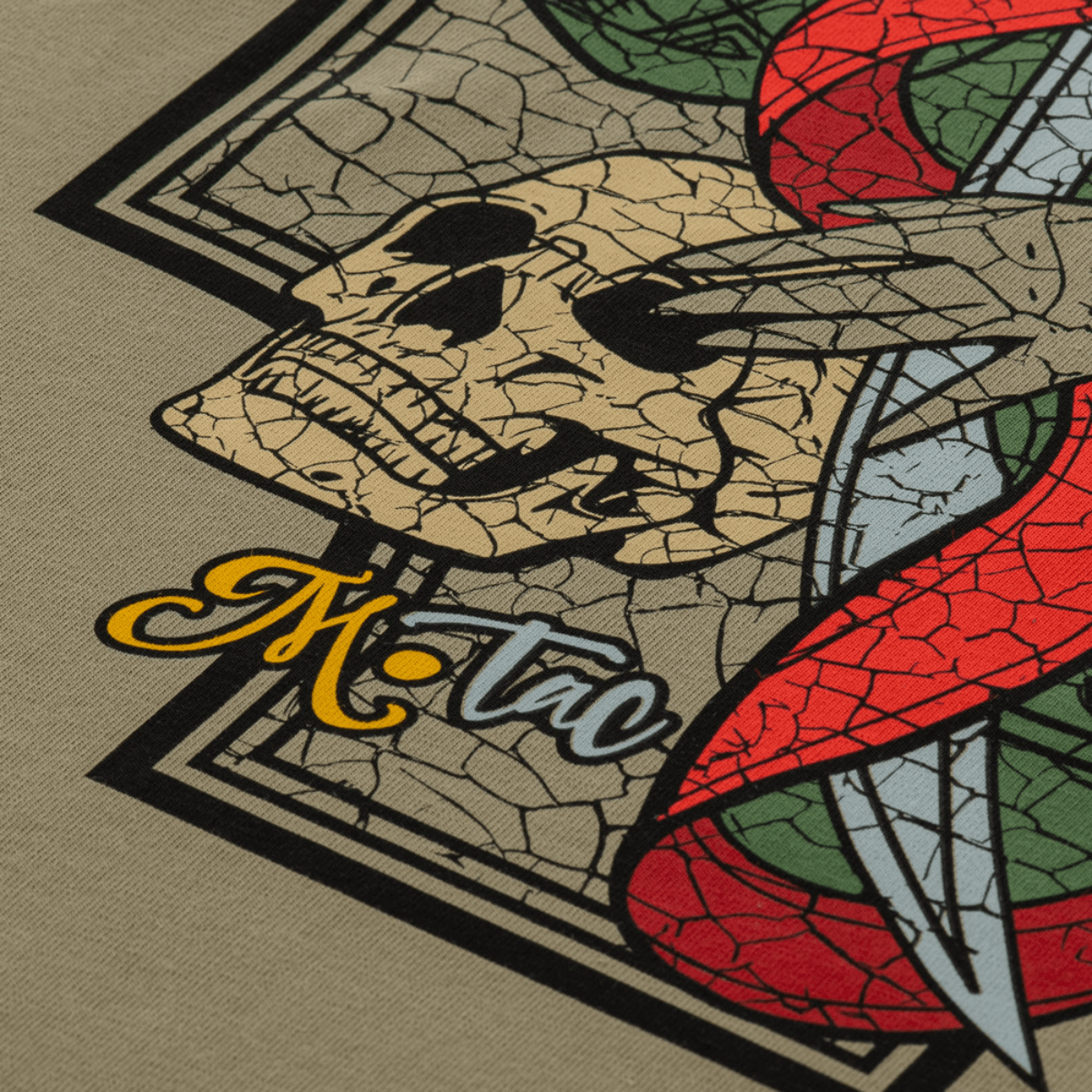M-Tac T-Shirt Motanka med kranietryk, ulvetand og kosak-symbolik i moderne design.