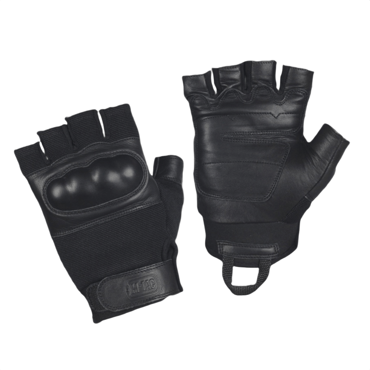 M-Tac Fingerløse Handsker Assault Tactical Mk.4 med forstærket læderhåndflade og dæmpende kno-pads til taktisk brug.