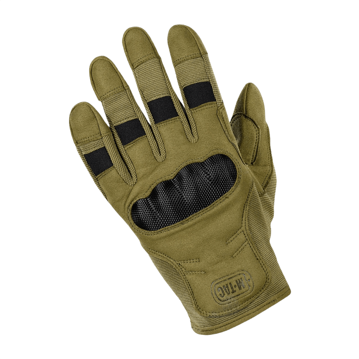 M-Tac Handsker Assault Tactical Mk.6 i olivengrøn, med syntetisk ruskind og forstærkede kno-pads, designet til taktisk brug.