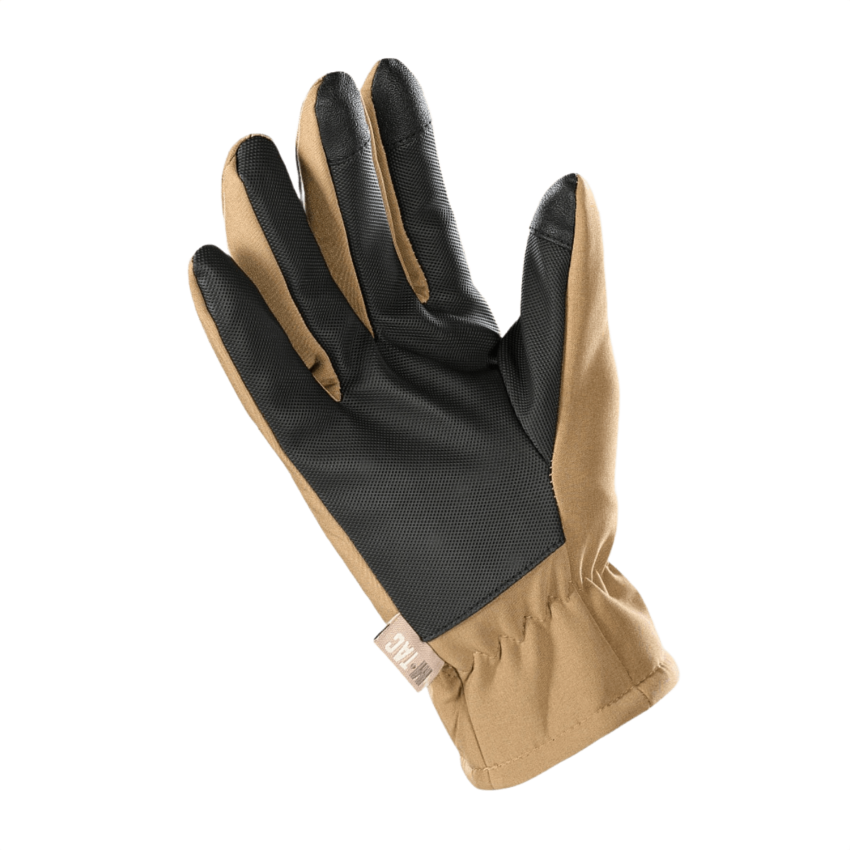 M-Tac Handsker Soft Shell Thinsulate med touchscreen-funktion og forstærket læderhåndflade til udendørs brug i køligt vejr.