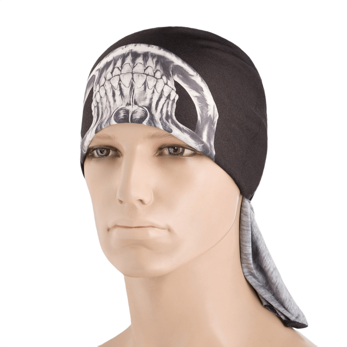M-Tac Let Tubehalstørklæde Reaper Skull på mannequin, multifunktionelt og hurtigtørrende tilbehør i 100% polyester til daglig brug.
