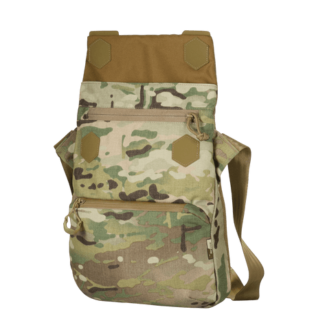 M-Tac Konvert Taske Elite in camouflage, a durable bag in Cordura 500D and Hex 1000D, tablet-style design with adjustable shoulder strap.