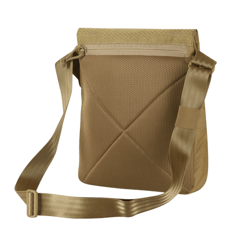 M-Tac Konvert Taske Elite in brown Cordura with adjustable shoulder strap, tablet-style design, and magnetic flap lock.