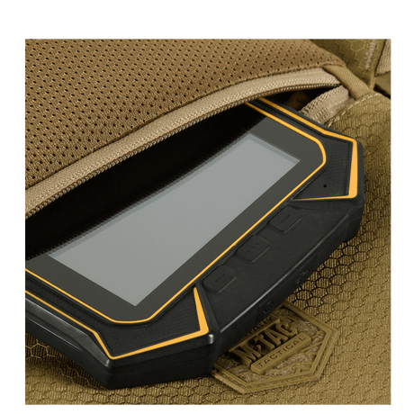 M-Tac Konvert Taske Elite with tablet-style design and durable Cordura construction, close-up of pocket opened for quick access.