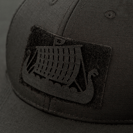 M-Tac Patch Drakkar Laser Cut – Viking ship attached to a black cap, shows a detailed dragon-ship design cut in Cordura 500D.