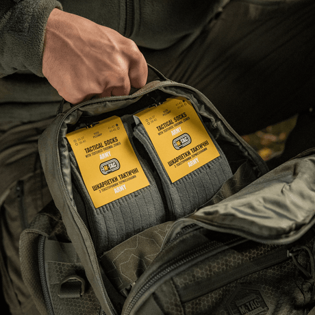 M-Tac Sokker Tactical Army i olivengrøn med ribstruktur og holdbart materiale, certifikater for professionel kropsbeskyttelse, gallery position 1