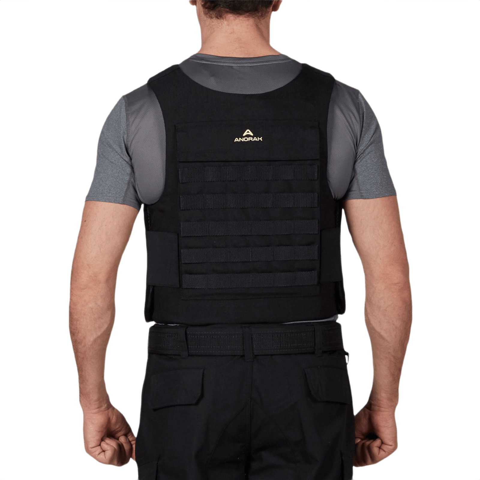 Anorak Duty III-M Cover, ergonomisk designet til politibetjente med PALS webbing til montering af MOLLE-udstyrslommer, bagfra.