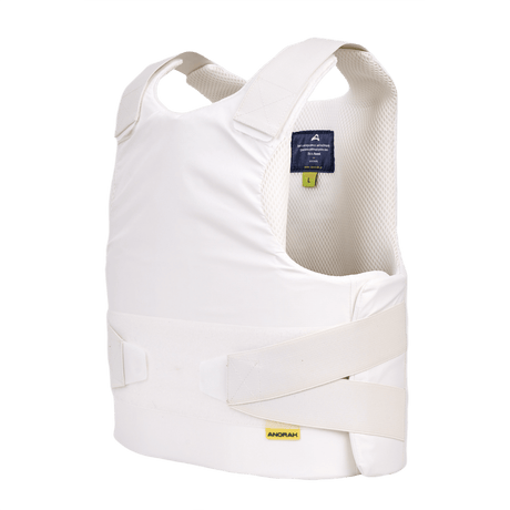 Anorak Rhodium® Concealable II Stab & Bulletproof Vest, soft bulletproof vest with Level IIIA protection, white discreet design, NIJ 0101.06 standard.