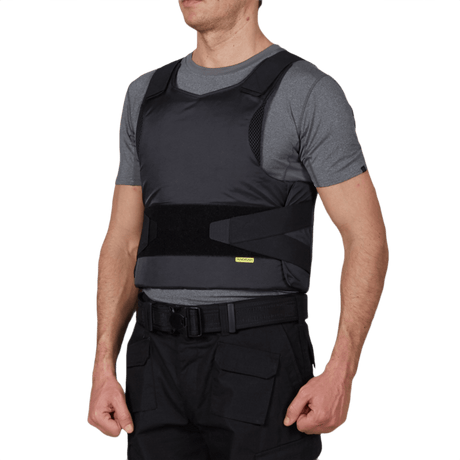 Anorak Rhodium® Concealable II Stab & Bulletproof Vest with high discretion and protection against firearms and stabbing weapons, black design, Level IIIA.