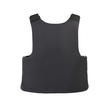 Anorak Rhodium® Concealable II Stab & Bulletproof Vest in black rip-stop material for discreet and visible protection, Level IIIA.