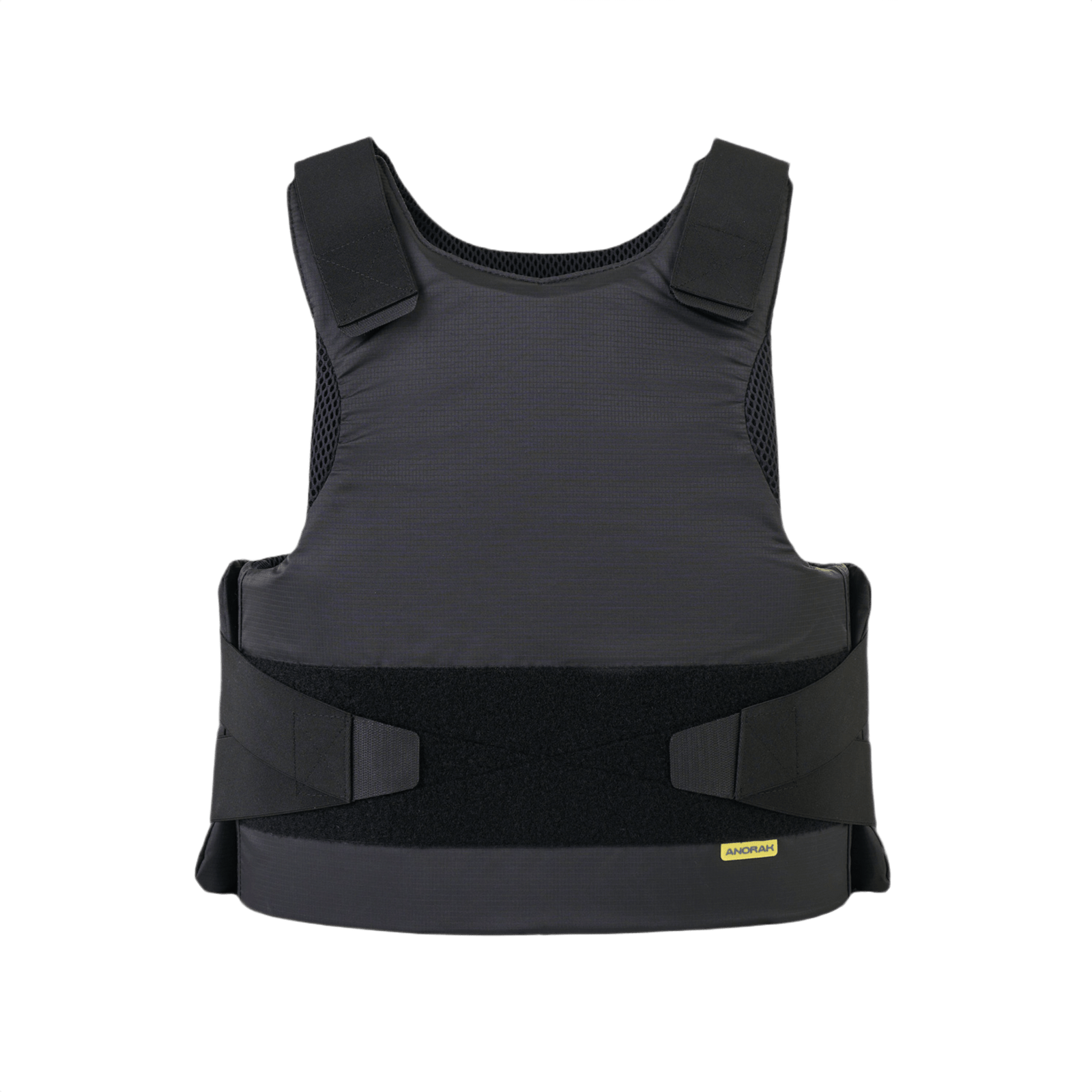 Anorak Rhodium® Concealable II Stik & Skudsikker Vest, sort rip-stop ydre, diskret og beskyttende, niveau IIIA sikkerhedsstandard.