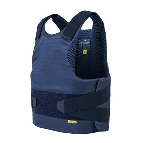 Anorak Rhodium® Concealable II Stab & Bulletproof Vest, Level IIIA protective vest against bullets and stabbing weapons, blue color.