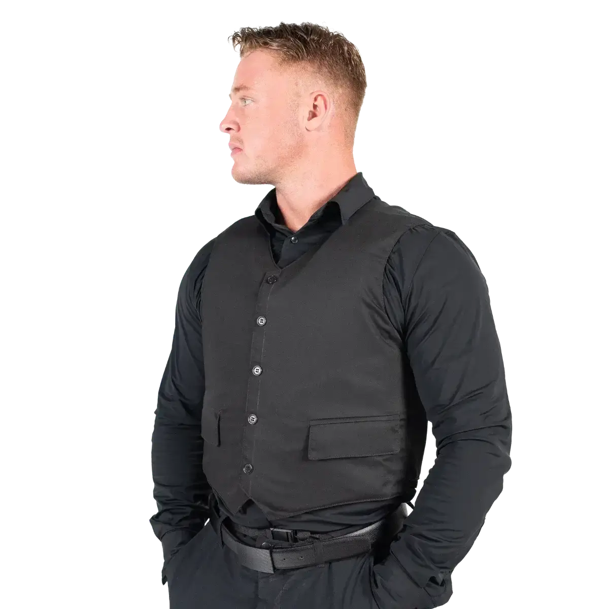 EA VIP løst cover sort i galleri position 1 med slidstærkt materiale til NIJ-certificeret stik- og skudsikker beskyttelsesvest