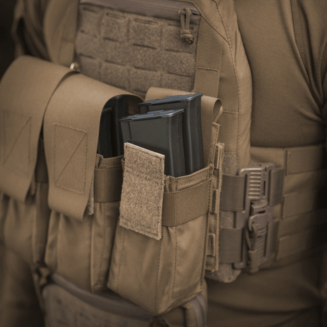M-Tac 2-magazine pouch in durable Cordura with velcro closure shown in gallery position 1 for tactical use and NIJ certification.