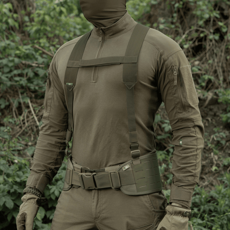 M-Tac Shoulder Straps for Elite Tactical Belt in olive drab with tight MIL-SPEC webbing and adjustable length, gallery position 1.