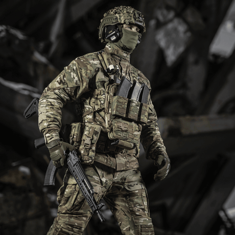 M-Tac Chest Rig Elite in camouflage with MOLLE Laser Cut panel, H-harness and NIJ certification, tactical chest rig, gallery position 1