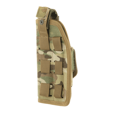 M-Tac Universal Tactical Holster Elite Right in laminated Cordura 500D with MOLLE interface and adjustable strap.