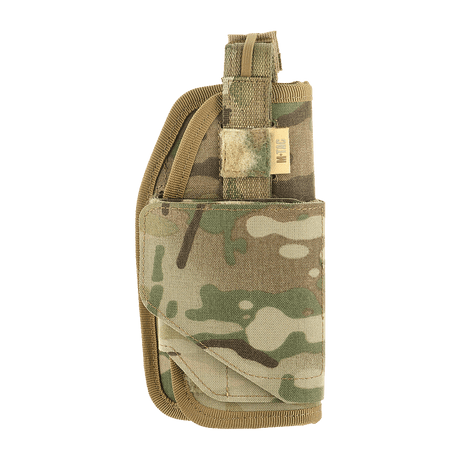 M-Tac Universal Tactical Holster Elite Right in laminated Cordura 500D with MOLLE interface, adjustable and secure fit for most pistols.