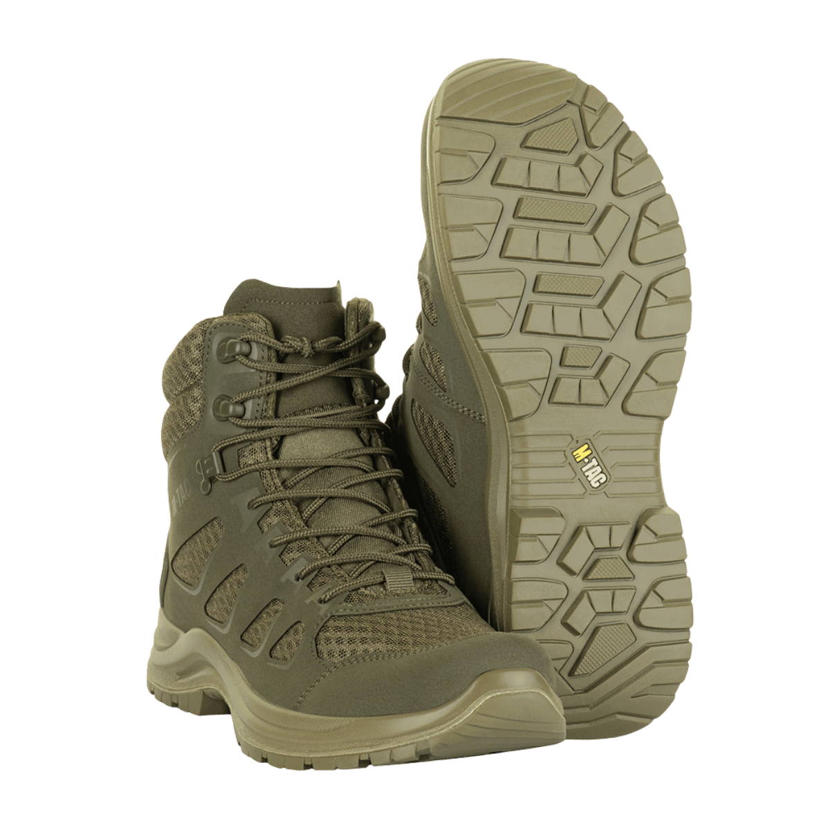 M-Tac Taktiske Sommerstøvler Iva i grønne nuancer, designet til komfort og ventilation, velegnet til taktiske opgaver og terrænvandring.