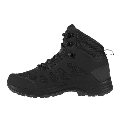 Black M-Tac Tactical Summer Boots Iva for comfort and ventilation in hot conditions, designed with breathable mesh and synthetic nubuck.