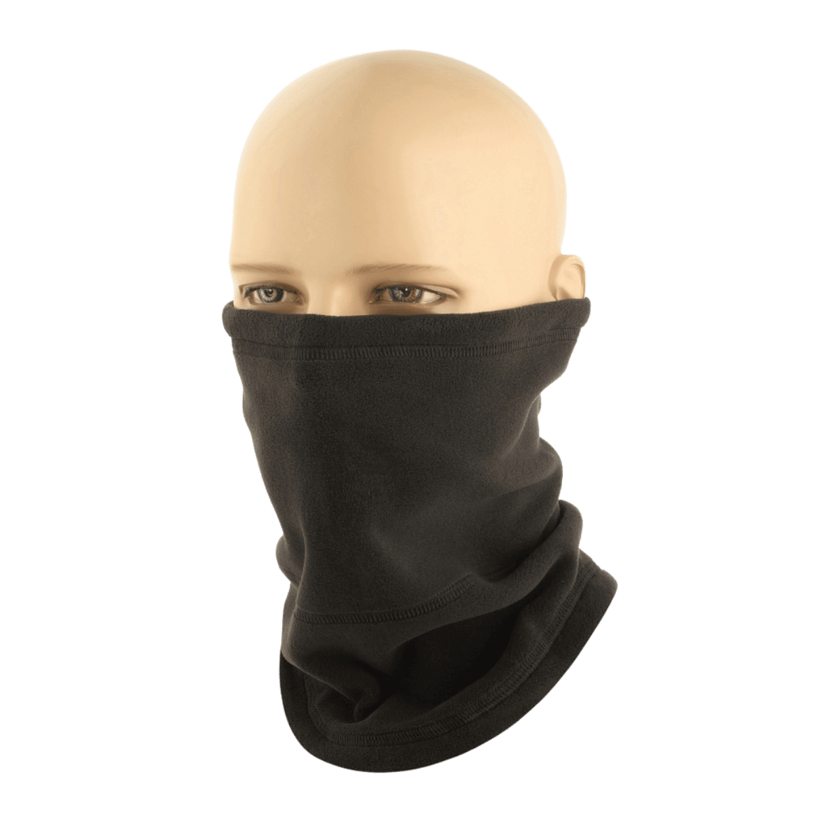 M-Tac Anatomisk Tube Scarf med Snor Polartec i sort, fremstillet af Polartec® Micro Series fleece, vist som halstørklæde på mannequin.