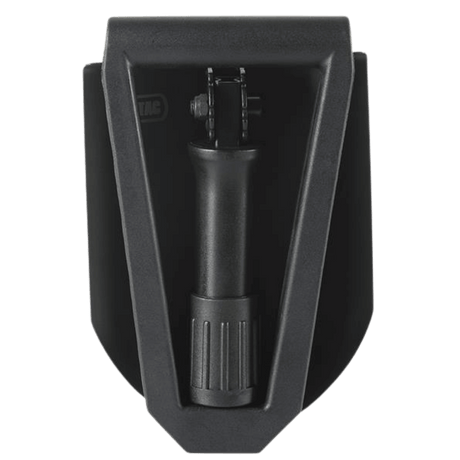 M-Tac Foldable Shovel with Sheath in compact folded position, practical for camping and outdoor adventures.