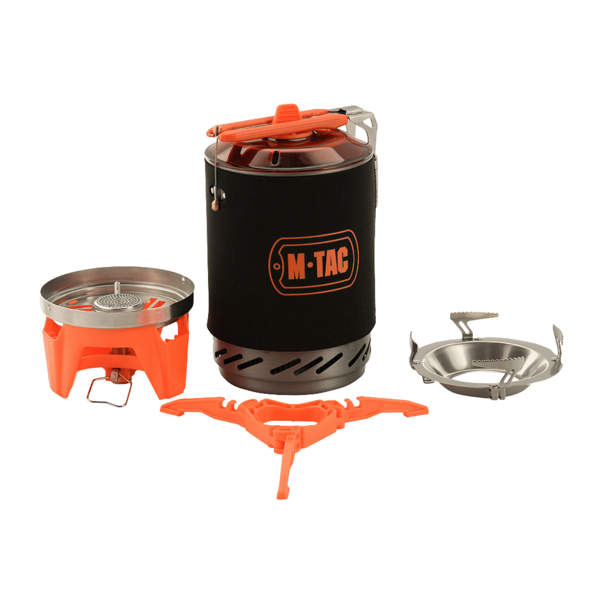 M-Tac Gasbrænder med Kedel - kompakt friluftsliv madlavningssystem med effektiv varmefordeling og pladsbesparende design.