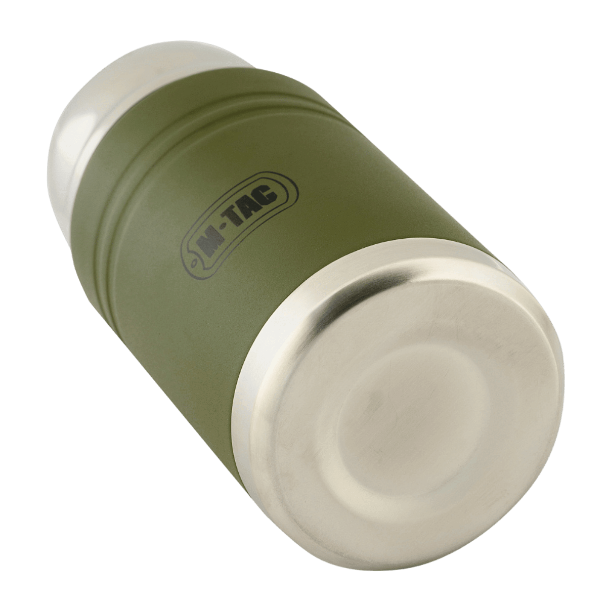 M-Tac Termoflaske 750 ml med Folde-ske, robust termoflaske i rustfrit stål, ideel til udendørs aktiviteter. Kapacitet 0,75 liter.