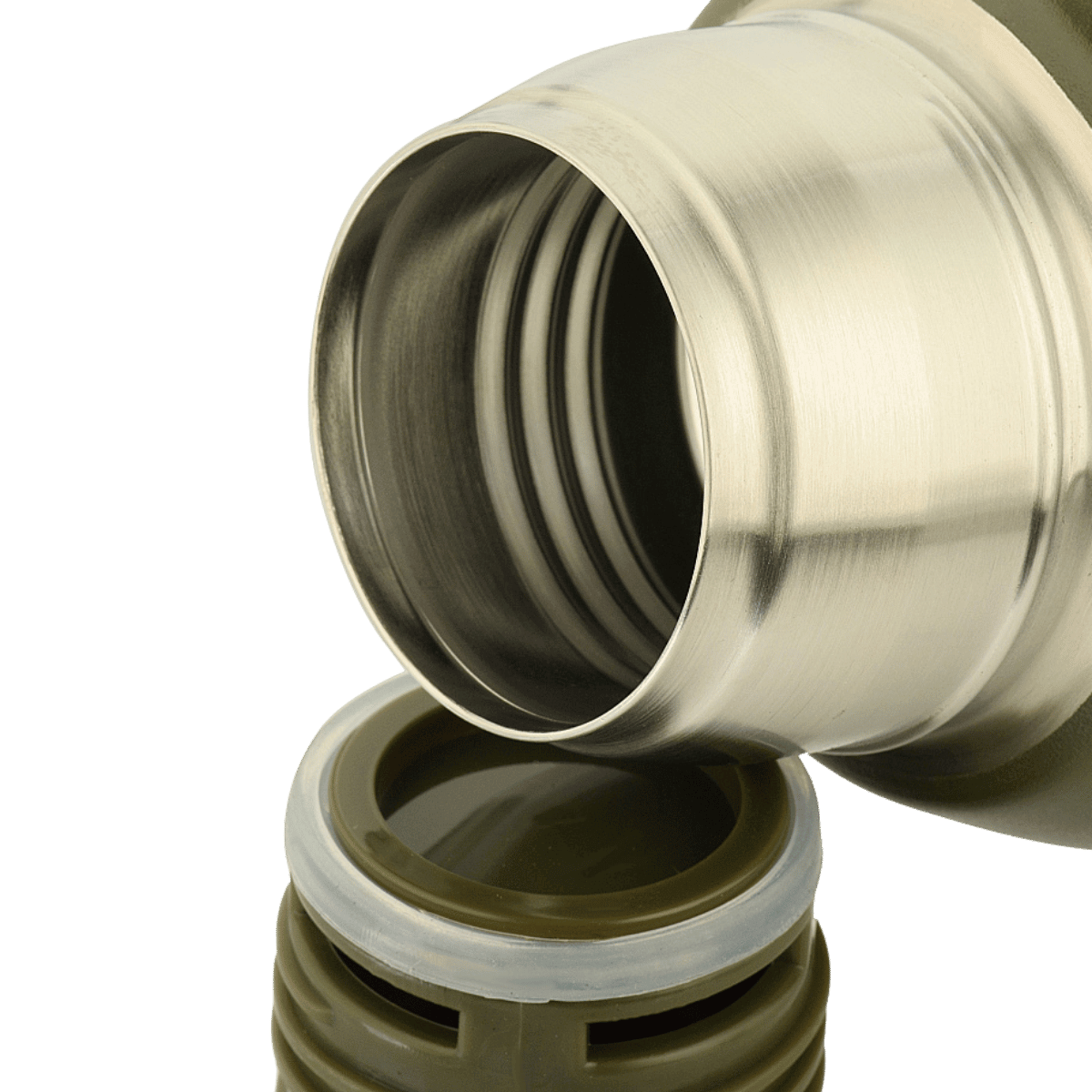 Åben hals på M-Tac Termoflaske Type 2 – 1 L, olivengrøn rustfrit stål flaske til kolde og varme drikke, ideel til camping og ture.