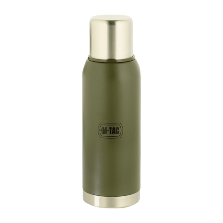 M-Tac Thermos Type 2 – 1 L in olive green, stainless steel design, ideal for outdoor activities and daily use.