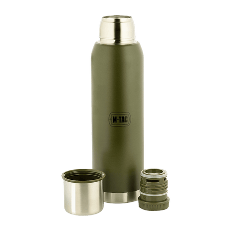 M-Tac Thermos Type 2 - 1.3L stainless steel with screw cap and vacuum-sealed design for camping and outdoor use.