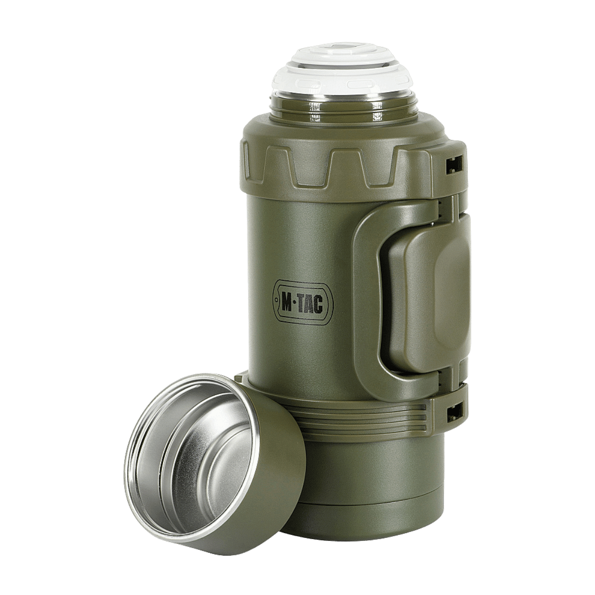 Alt Tag: M-Tac Termoflaske 1,6 L i Rustfrit Stål ideel til camping, vandreture, fisketure, picnic. Let og holdbar med vakuumforsegling.