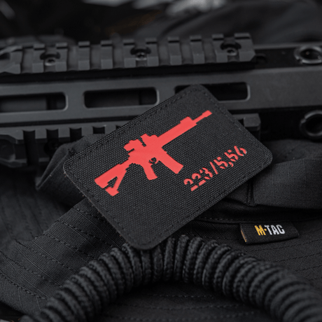 M-Tac AR-15 223/5,56 Laser Cut Patch with Velcro attached to tactical gear, sturdy patch for military, airsoft and outdoor.