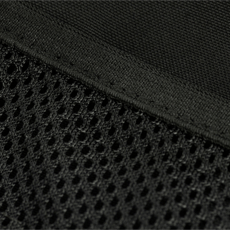 Close-up of M-Tac Assistant Bag in black mesh and fabric, showing construction and style.