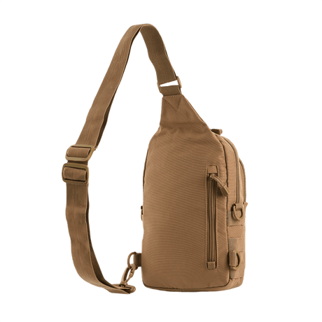 Brown M-Tac Assistant Bag with adjustable strap and MOLLE panels for practical everyday use.