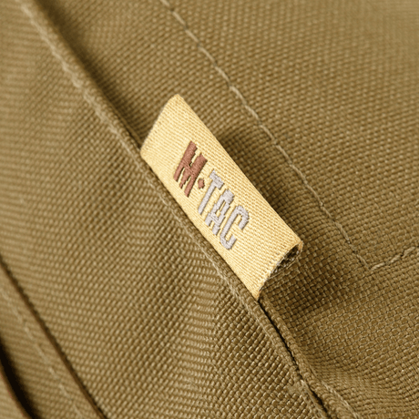 Detail image of M-Tac Pouch for M249 Cartridge Box Closed with M-Tac logo on hard-wearing Cordura 500D material in brown.