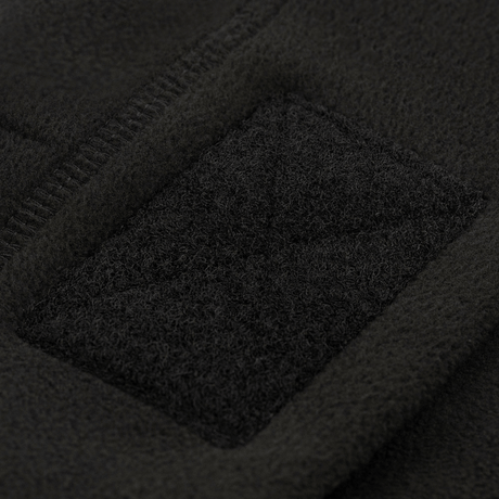 M-Tac Fleece Tactical Watch Cap Beanie m. Patch Panel, sort fleecehue med patchpanel, velegnet til taktisk brug og friluftsliv.