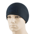 M-Tac Fleece Tactical Watch Cap Beanie with Patch Panel on mannequin; fleece hat for cold weather with panel for patches, lightweight and quick-drying.