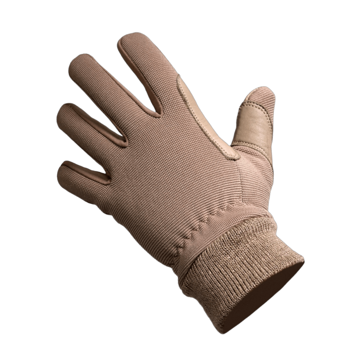 M-Tac Handsker Assault Tactical Mk.8 i brunt syntetisk materiale og læder med elastiske manchetter for taktisk brug.