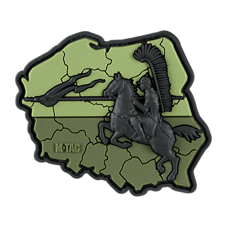 M-Tac Husaria 3D PVC morale patch with winged hussar, Polish flag, 70x80mm, PVC, Velcro, 3D effect, courage and chivalry.