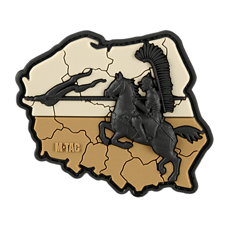 M-Tac Patch Husaria 3D PVC morale patch with winged hussar, symbol of courage with Polish flag in the background. Size: 70x80 mm, PVC material.