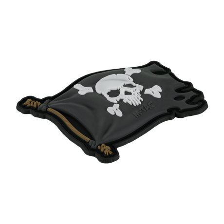 M-Tac Jolly Roger PVC, 3D design in black and white, PVC with Velcro, adventurous symbolism, 8x5 cm, for clothing and tactical gear.
