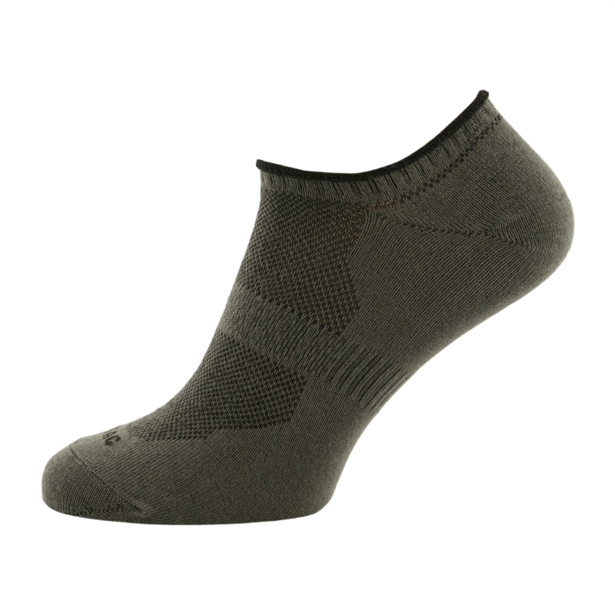 M-Tac Let Sommersokker i olivengrøn farve, perfekt til løb og udendørs aktiviteter i varmt vejr, med åndbart materiale og ergonomisk design.