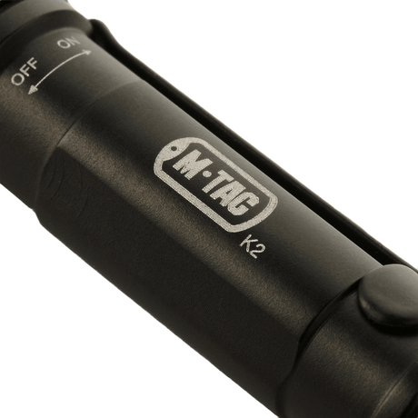 M-Tac Flashlight K2, compact EDC flashlight in aluminum, 90 lumen, suitable for keyring, shock- and water-resistant, 67 mm long