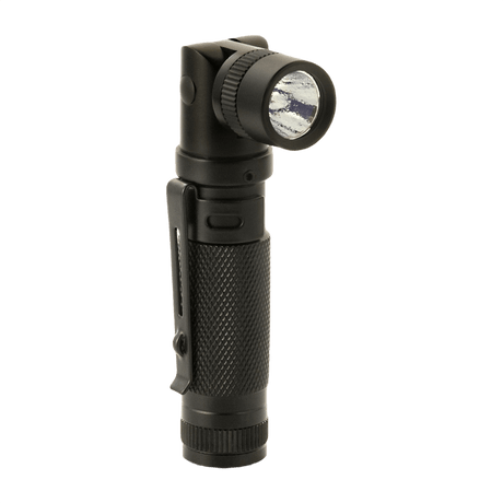 M-Tac flashlight P180 in black aluminum, LED CREE XPG2, adjustable beam, compact practical design, battery-powered.