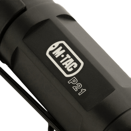 M-Tac flashlight P21 with robust aluminum design, ideal for EDC kit and outdoor, compact and lightweight with Cree XR-E P4-WC LED.