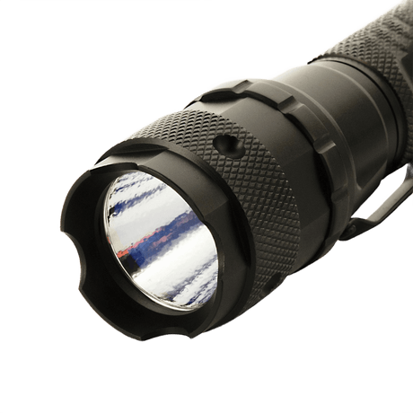 M-Tac flashlight P4 with LED and robust aluminum construction, ideal for tactical use and outdoor activities, up to 250 lumen.
