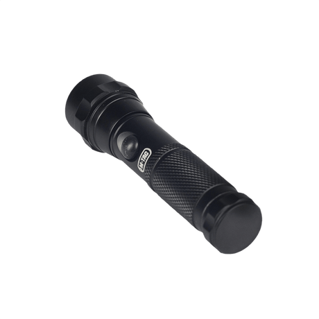 M-Tac flashlight UX11 in black aluminum alloy, compact design with adjustable beam, ideal for flexible lighting
