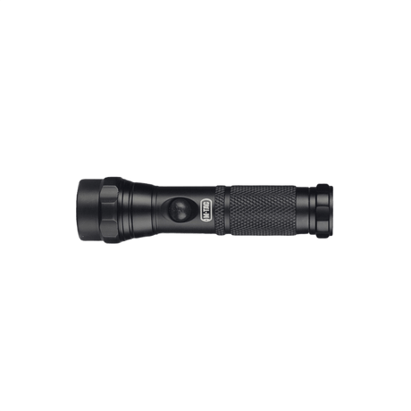 M-Tac flashlight UX11 in black aluminum alloy, compact design with adjustable beam, 130 lumen LED light. Ideal for flexible use